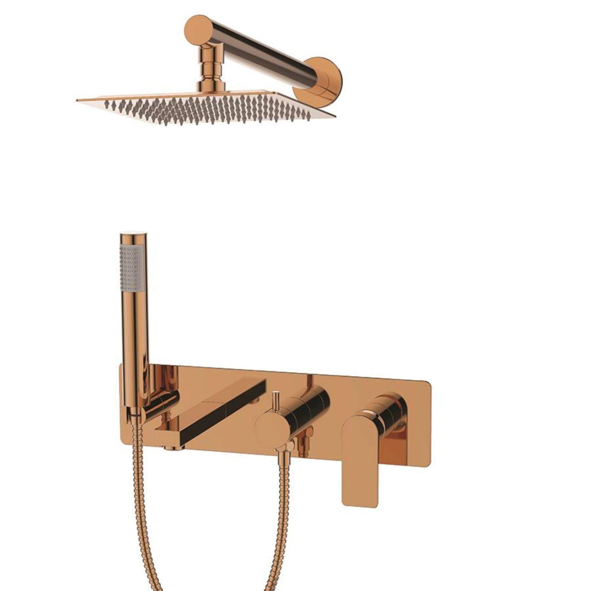 Water Flowbox Sistemleri - Ankastre Banyo Bataryası Yatay 3F Rose Gold