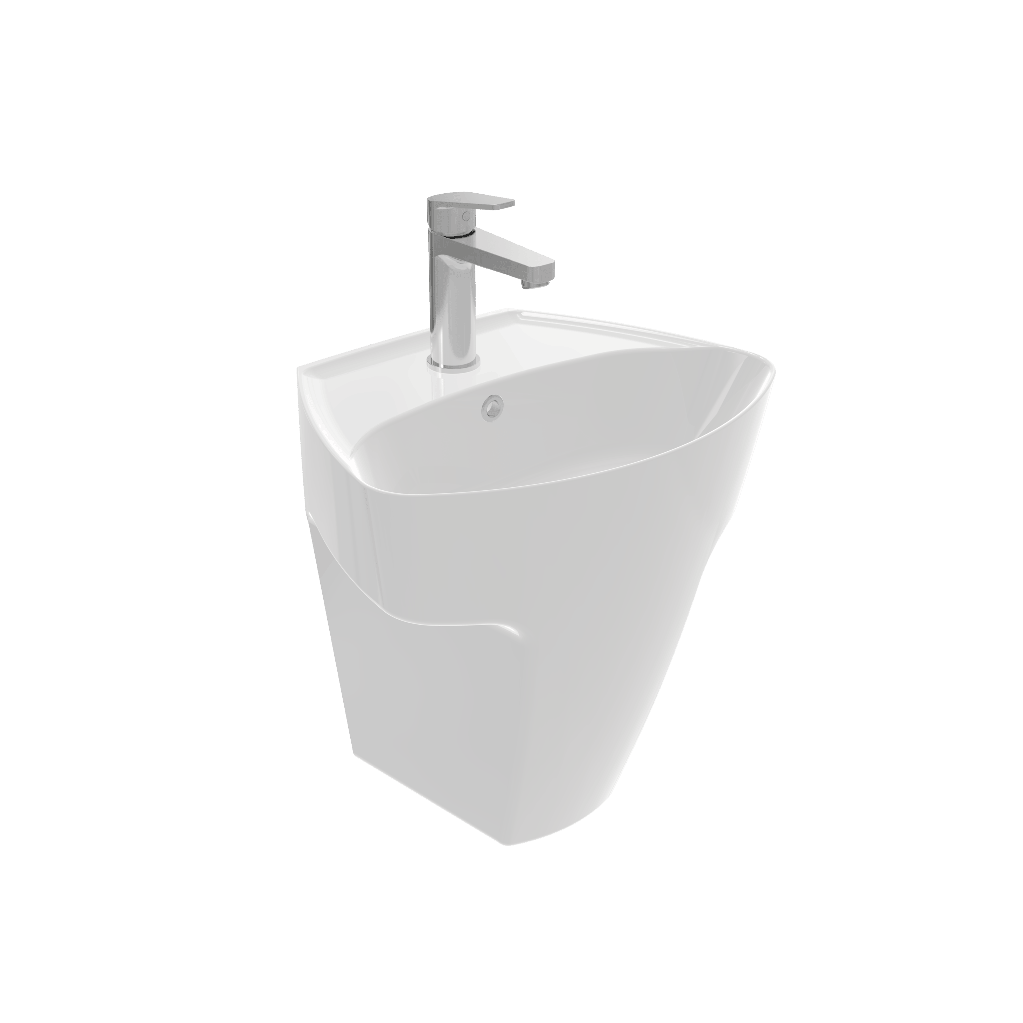 Mineral - Monoblok Lavabo Batarya Delikli Taşma Kanallı