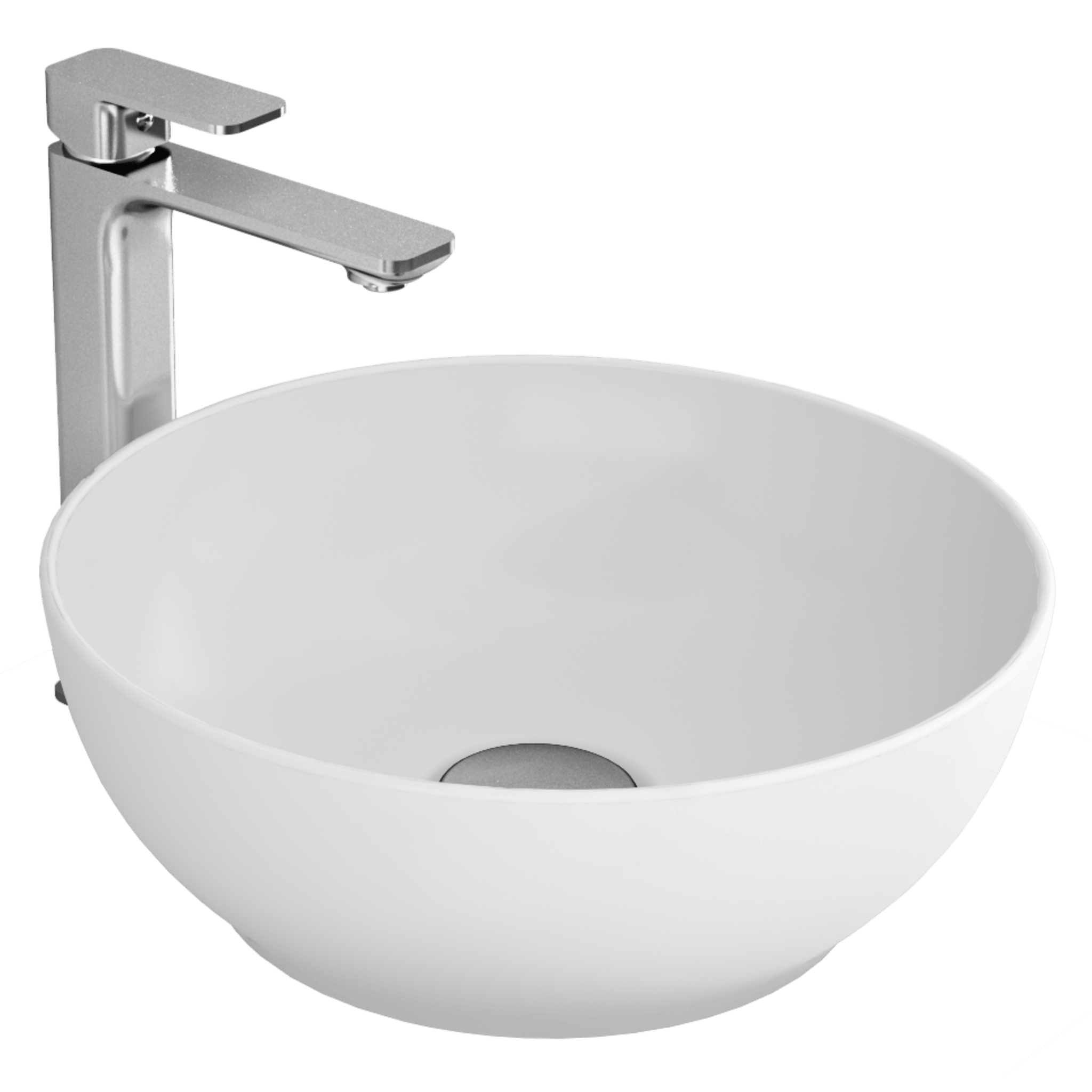 Motto - Yuvarlak Gövde Üstü Lavabo Batarya Deliksiz Taşma Kanalsız