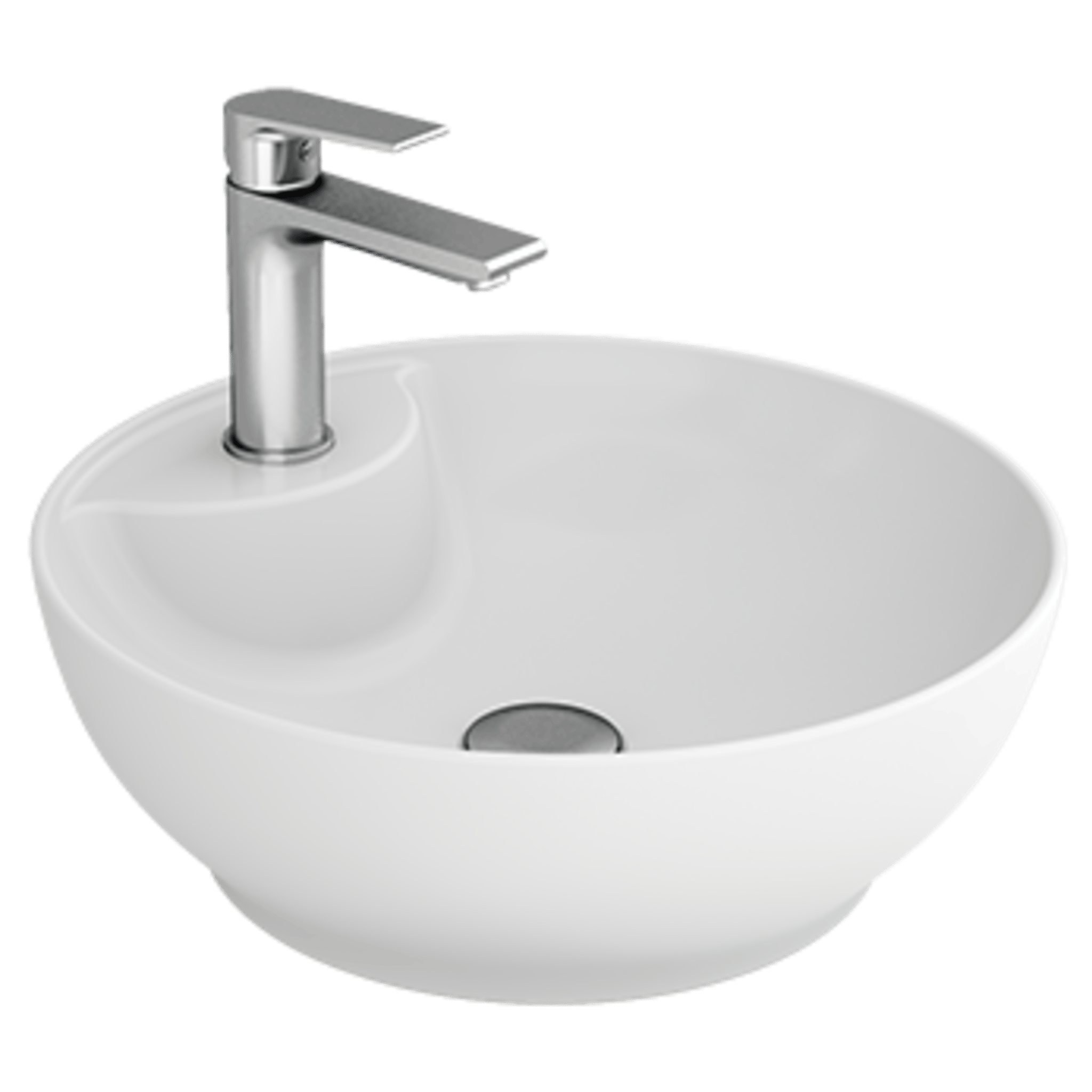 Motto - Yuvarlak Gövde Üstü Lavabo Batarya Delikli Taşma Kanalsız