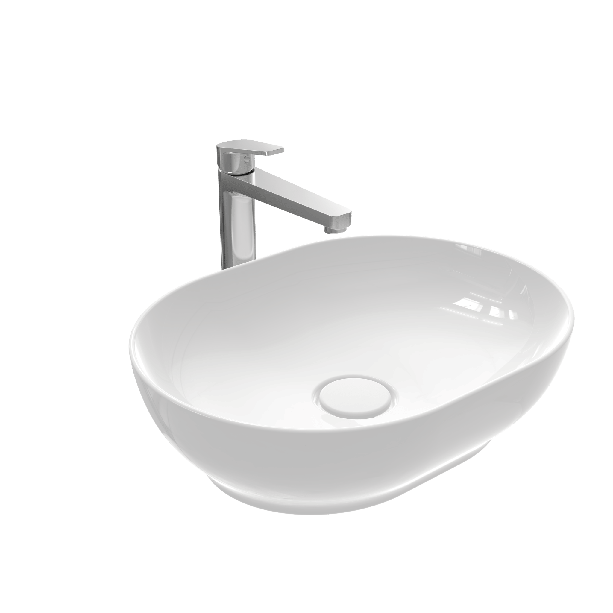 Motto - Oblong Gövde Üstü Lavabo Batarya Deliksiz Taşma Kanalsız