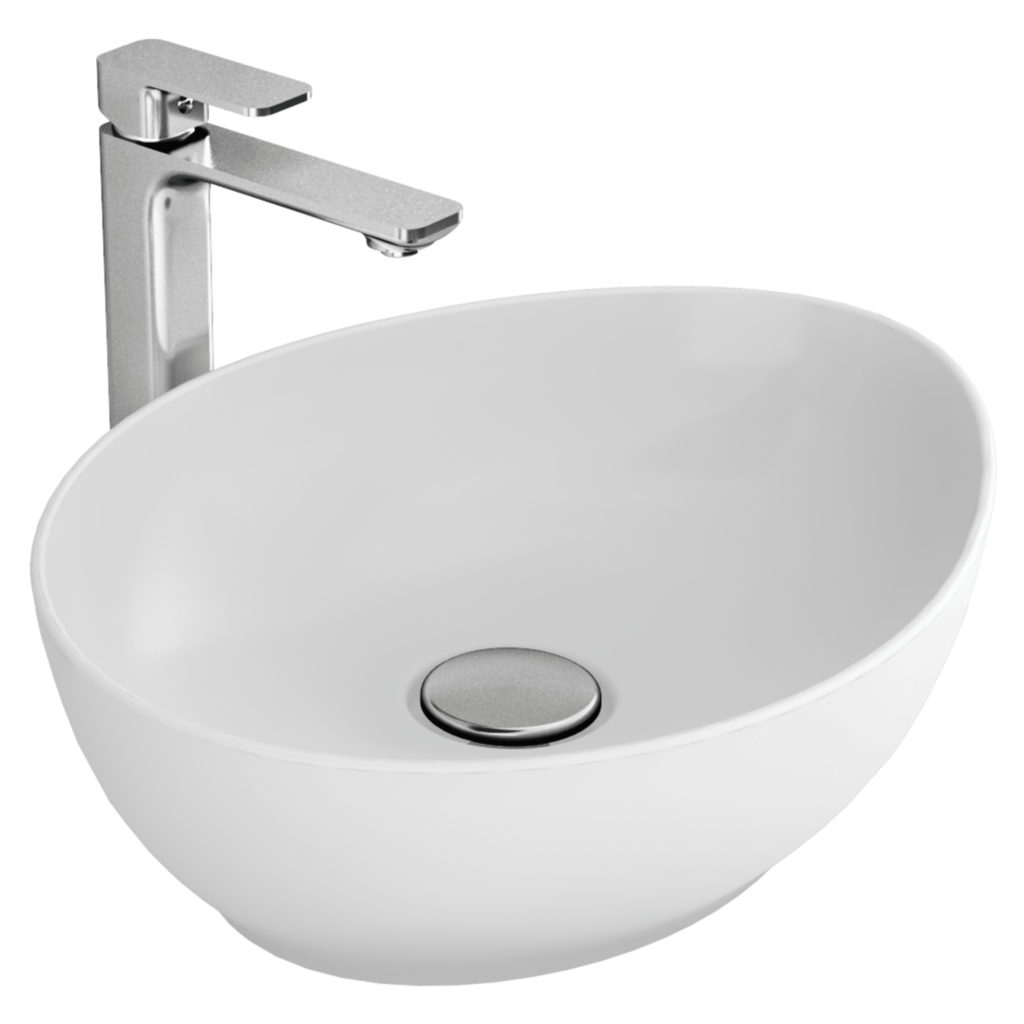 Motto - Asimetrik Gövde Üstü Lavabo Batarya Deliksiz Taşma Kanalsız